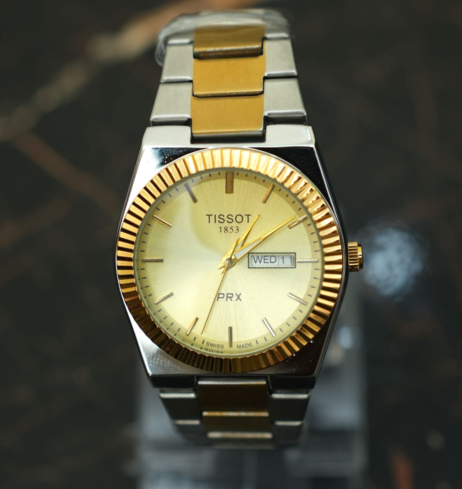Tissot PRX 1853 Silver Gold with Gold Textured Dial Watch