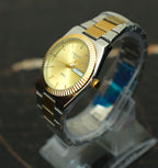YW - Silver Gold with Gold Textured Dial Watch