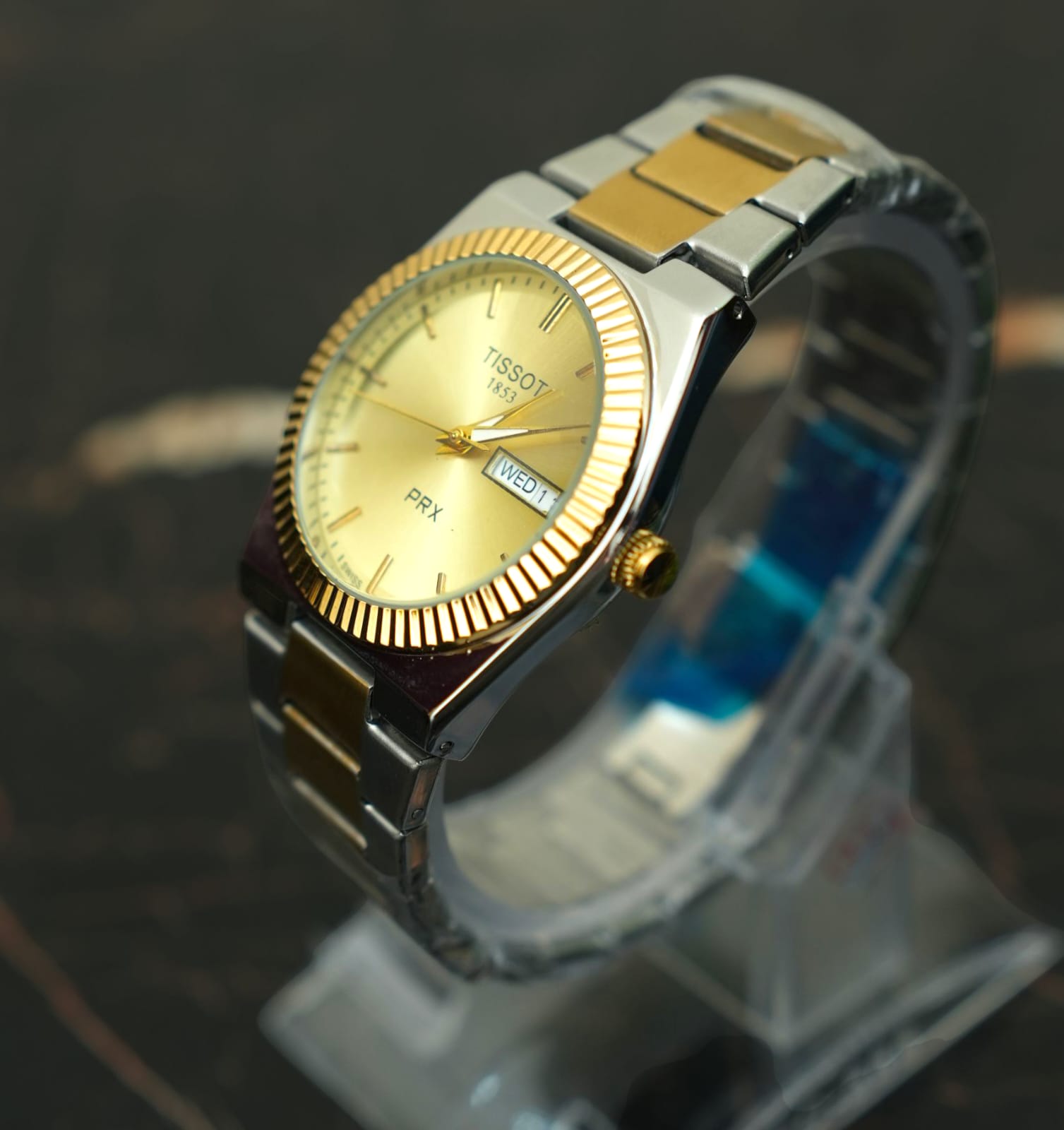 Tissot PRX 1853 Silver Gold with Gold Textured Dial Watch