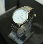 YW - Classic Silver Watch with White Dial - Luxury Watch