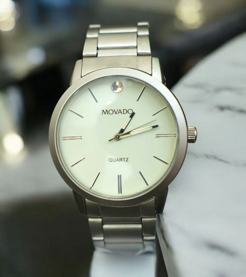 Movado - Classic Silver Watch with White Dial