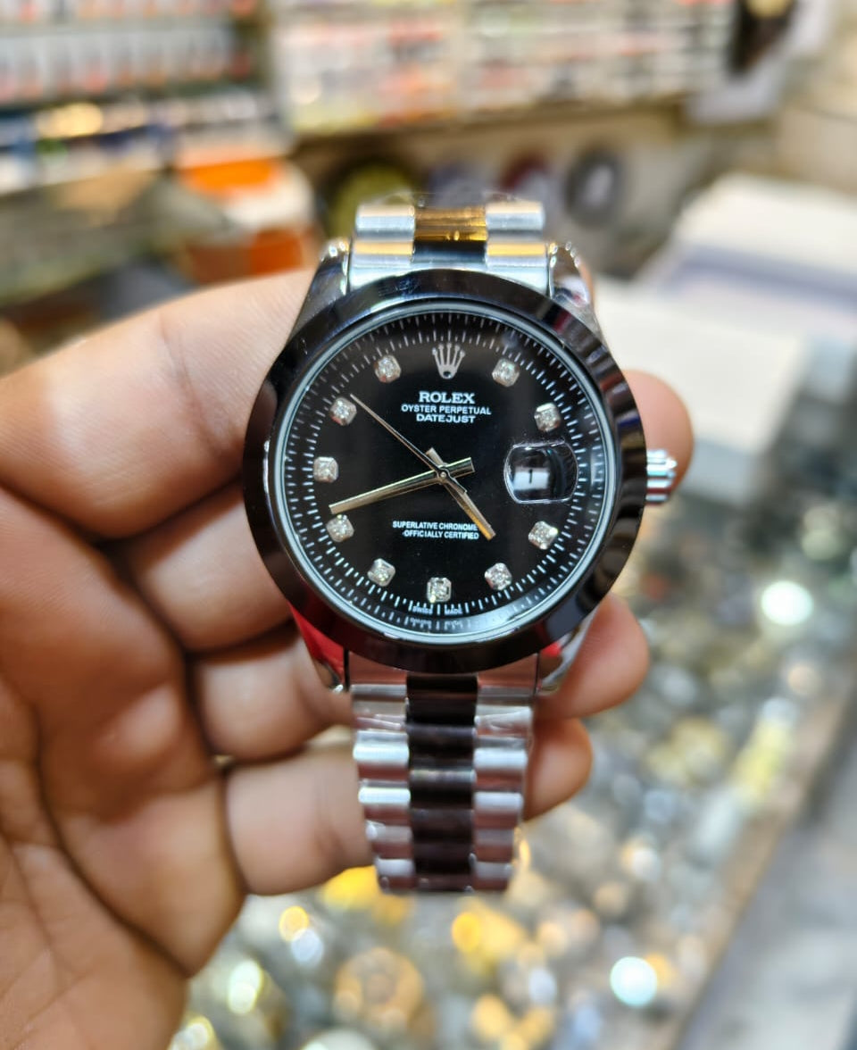 Rolex (RLX) - Datejust Silver Black with Premium Black Dial