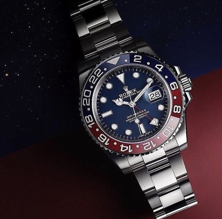 Rolex (RLX) - GMT Master Silver with Black Dial (Pepsi)