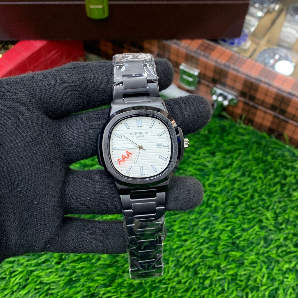 YW - Nautilus Black with White dial Watch