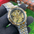 YW - Skeleton Automatic Watch – Twotone with Gold Black Dial