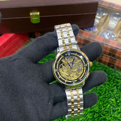 YW - Skeleton Automatic Watch – Twotone chain with Premium dial