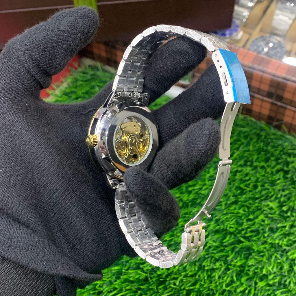 YW - Skeleton Automatic Watch – Twotone chain with Premium dial