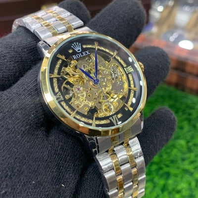 YW - Skeleton Automatic Watch – Twotone chain with Premium dial