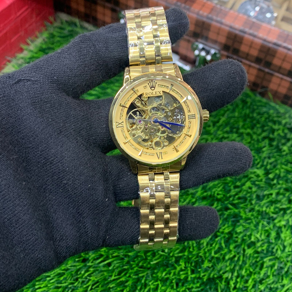 YW - Premium Skeleton Automatic Golden Watch