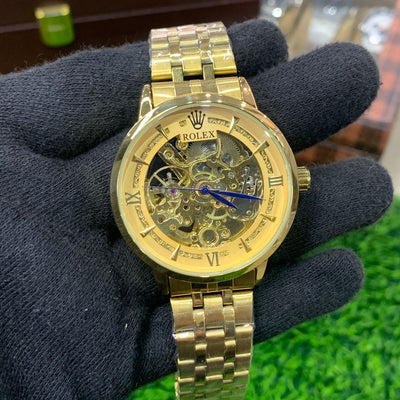YW - Premium Skeleton Automatic Golden Watch