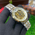 YW - Skeleton Automatic Watch – Two tone Chain with White Dial