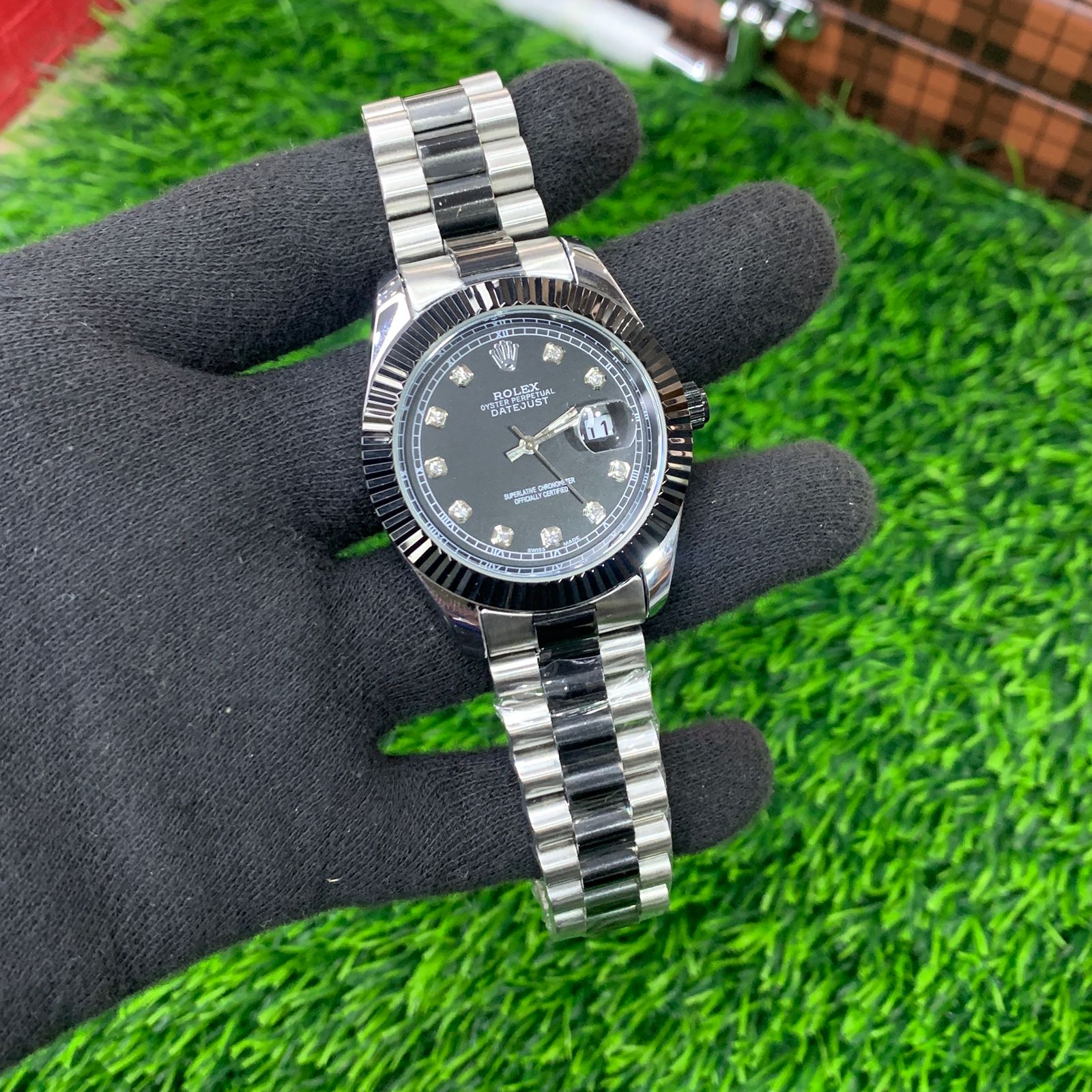 YW - Datejust Silver Black with Premium Black Dial - Luxury Watch