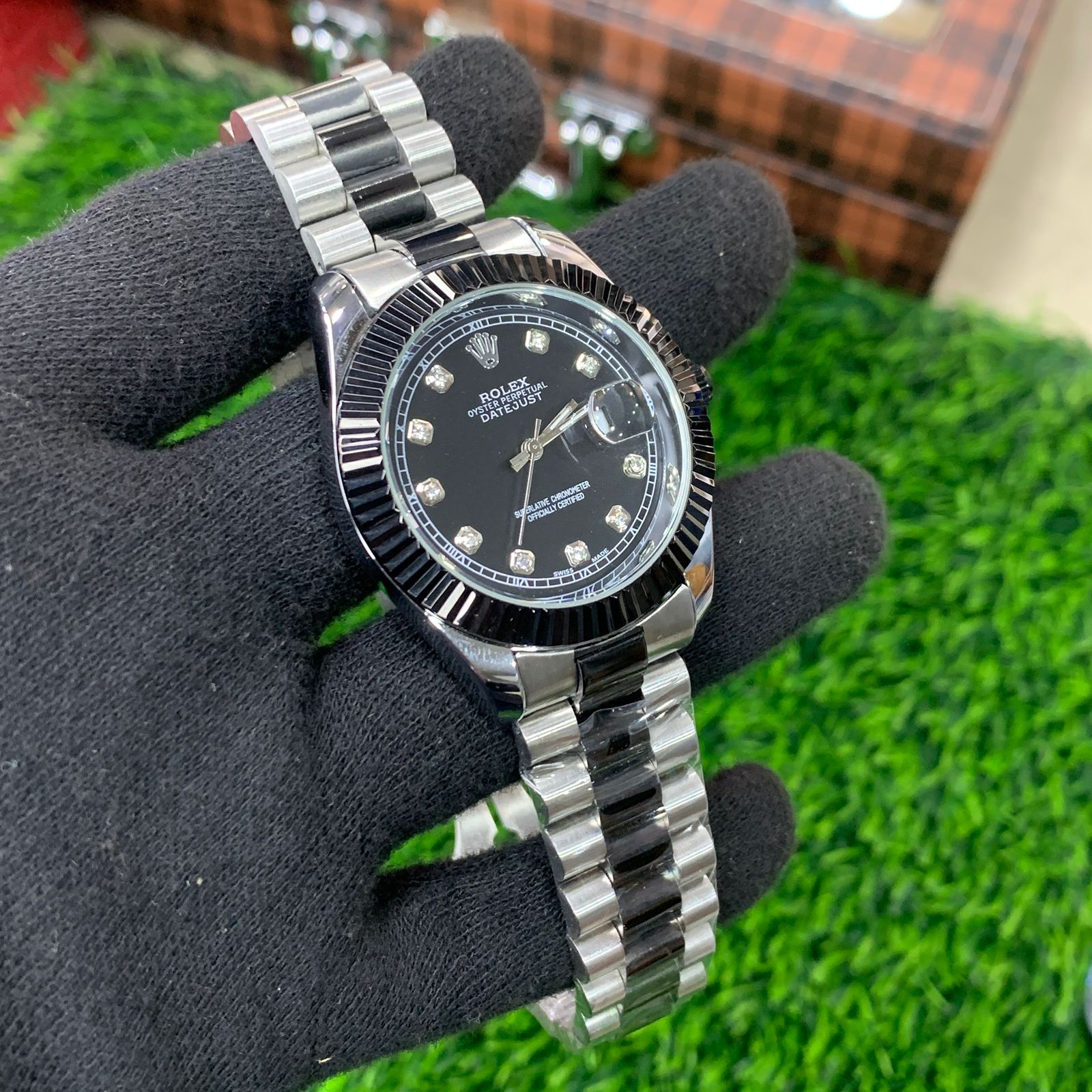 YW - Datejust Silver Black with Premium Black Dial - Luxury Watch