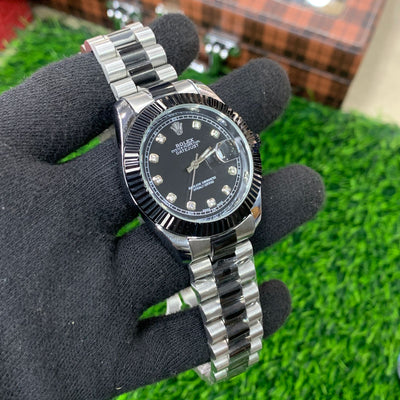 YW - Datejust Silver Black with Premium Black Dial - Luxury Watch