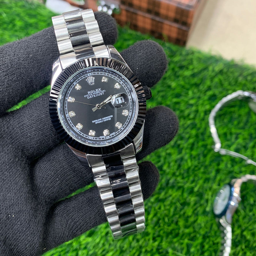 YW - Datejust Silver Black with Premium Black Dial - Luxury Watch