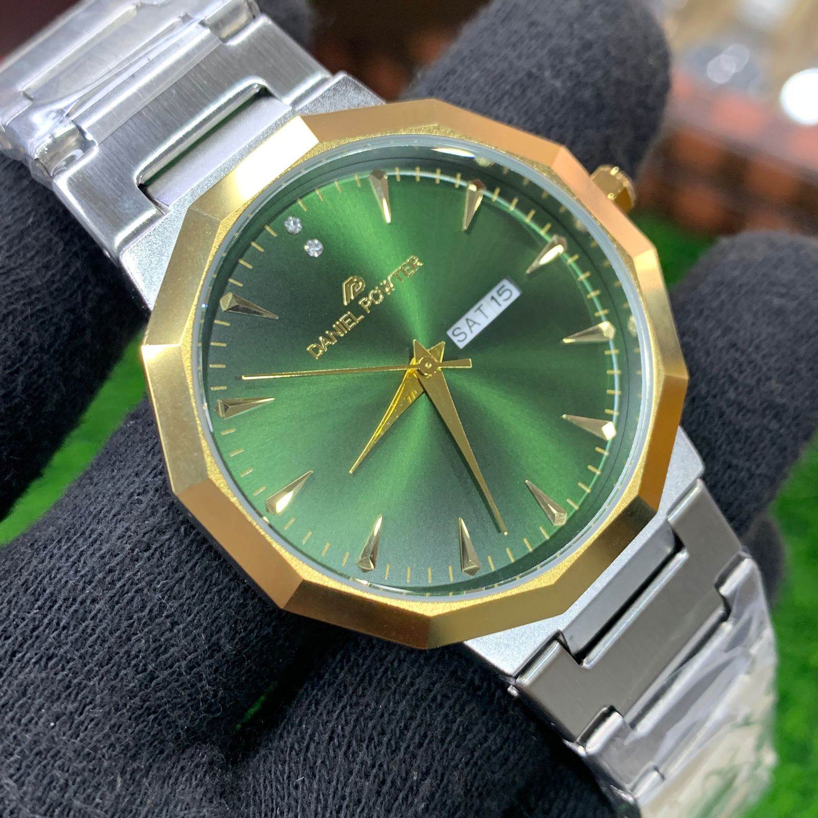 YW - Silver with Premium Green Dial Watch