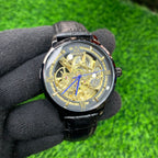 YW - Automatic Skeleton Watch for Men – Black Leather Strap