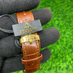 YW - Automatic Skeleton Watch for Men – Brown Leather Strap (White Dial)