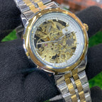 YW - Skeleton Automatic Watch 2 – Two tone Chain (White Dial)