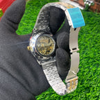 YW - Skeleton Automatic Watch 2 – Two tone Chain (White Dial)