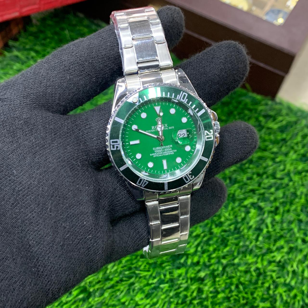 YW - GMT Silver with Green Dial - Premium Watch
