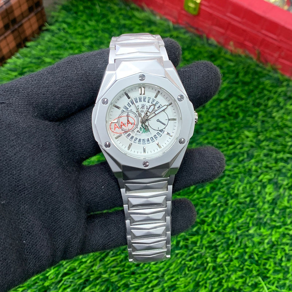 YW - Premium Diamond Cut Skeleton White Dial Watch