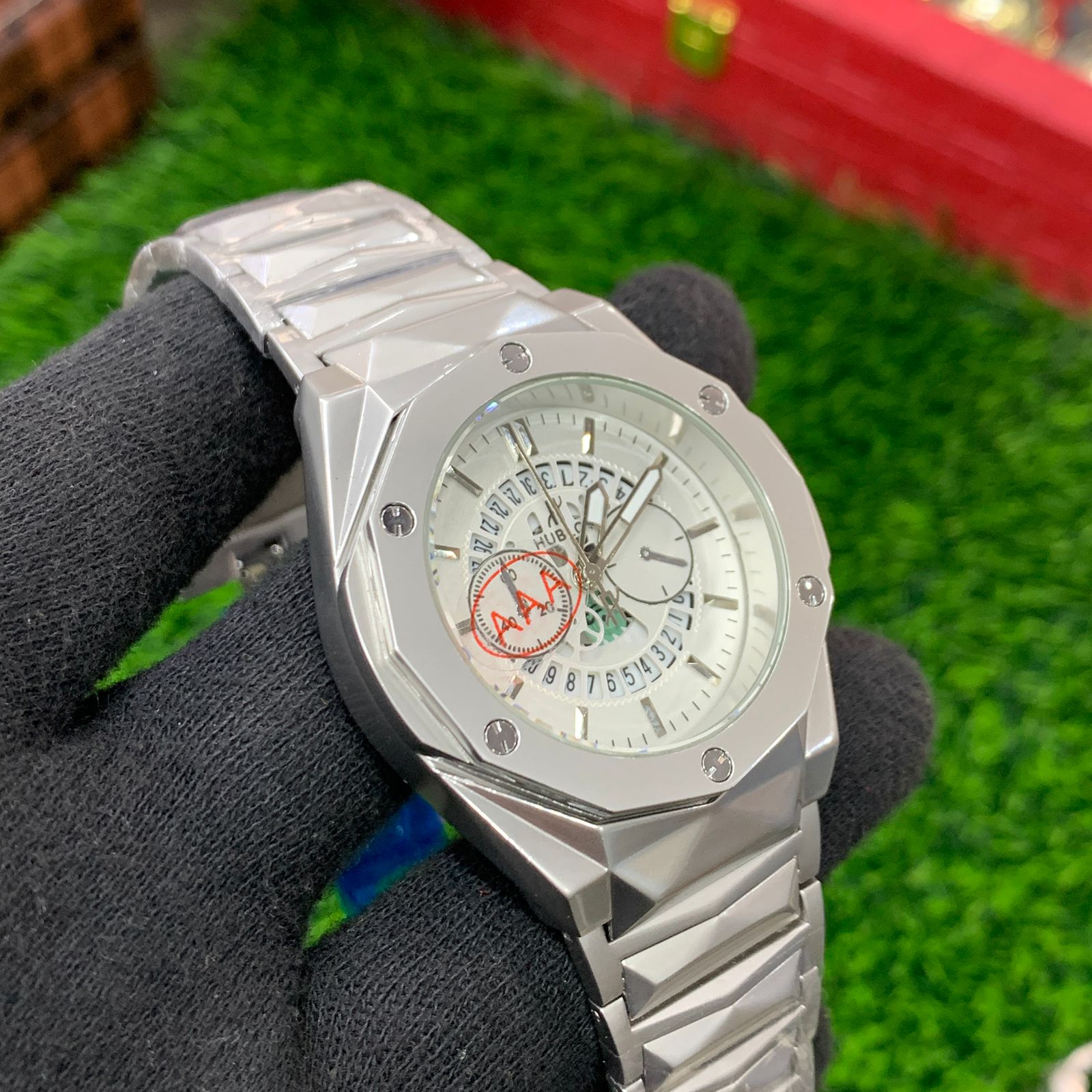 YW - Premium Diamond Cut Skeleton White Dial Watch