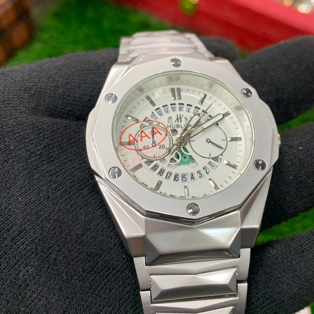 YW - Premium Diamond Cut Skeleton White Dial Watch