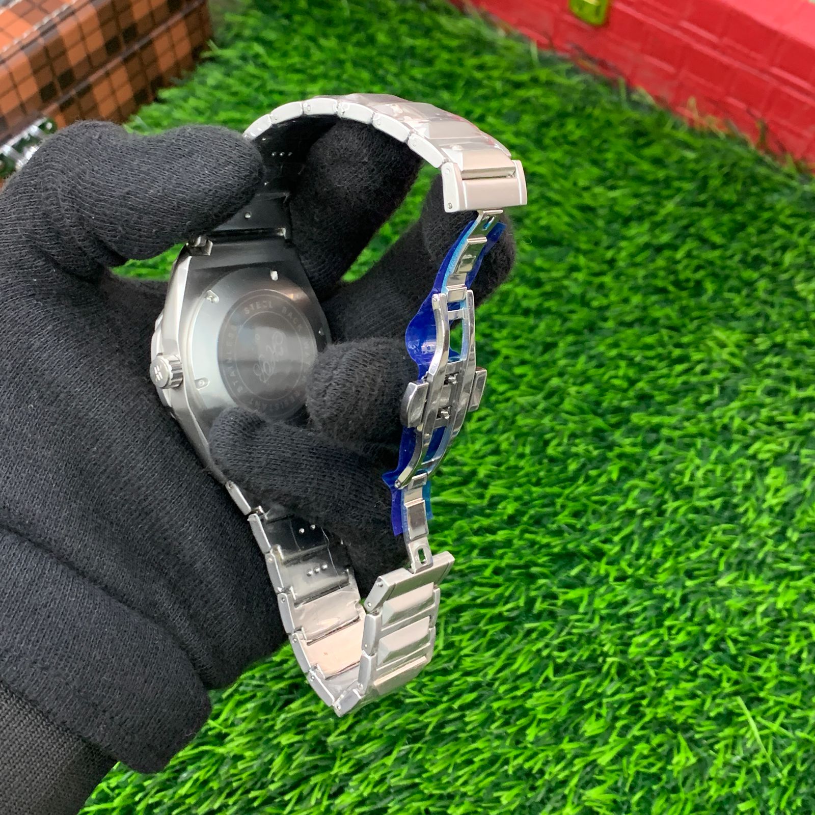 YW - Diamond Cut Skeleton Blue Dial Watch