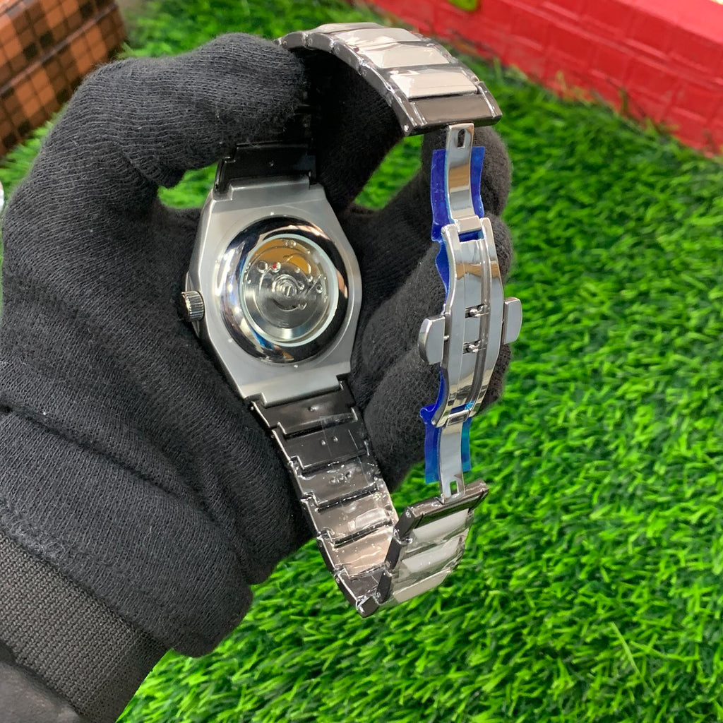 YW - Diamond Cut Skeleton Two tone with White Dail (Semi Automatic)