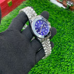 YW - GMT Silver with Blue Dial (Black Bezel)