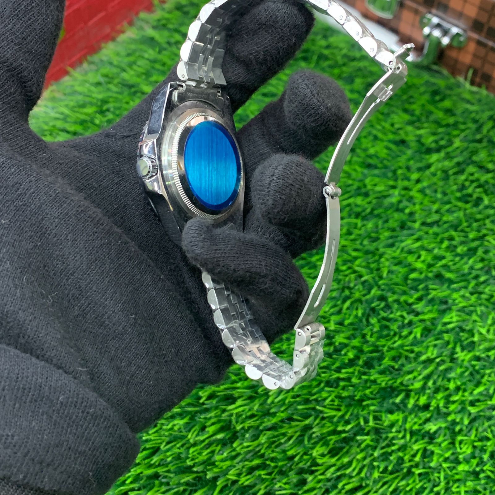 YW - GMT Silver with Blue Dial (Black Bezel)