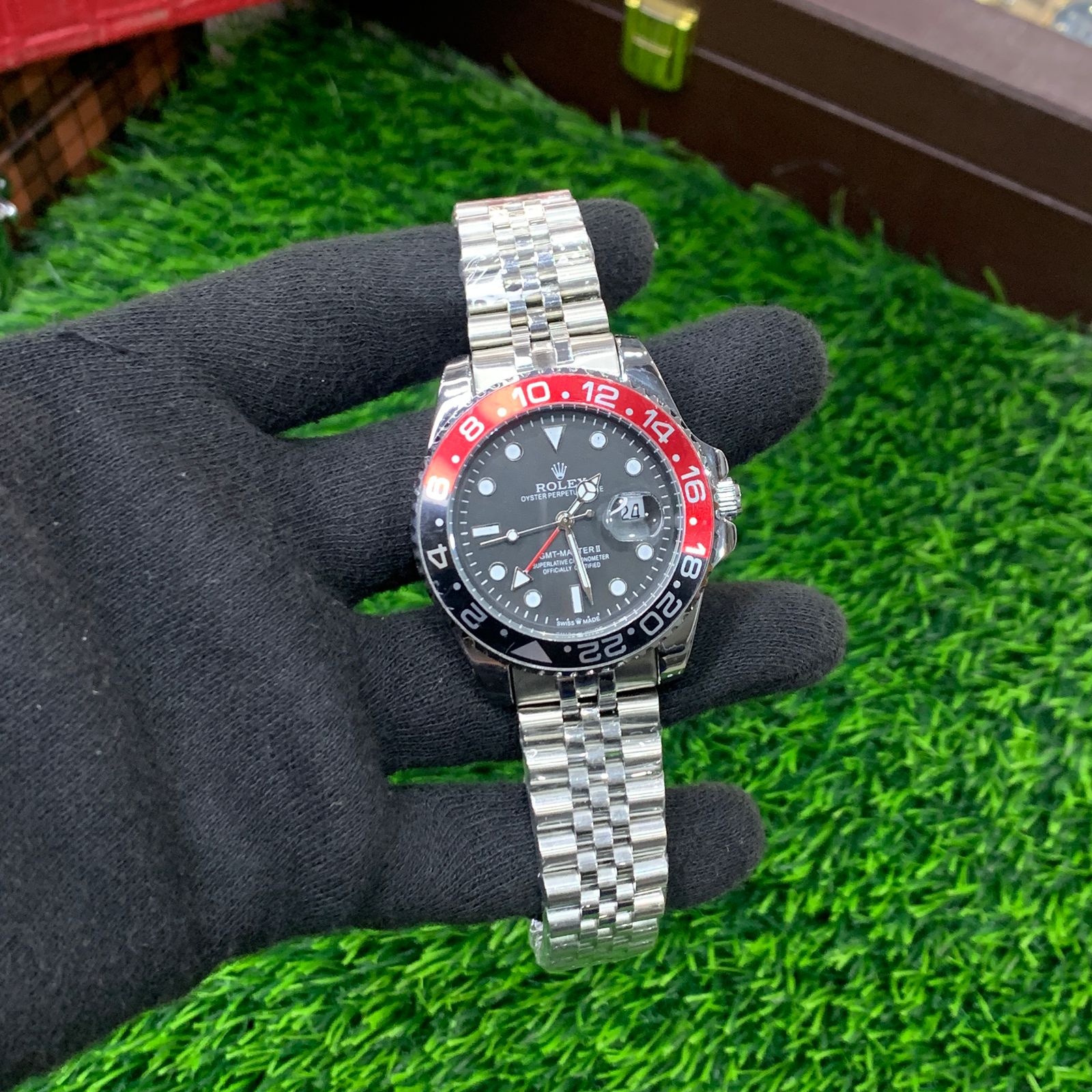 YW - GMT Silver with Black dial Watch