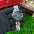 YW - GMT Silver with Blue dial Watch (Blue Bazel)