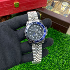 YW - GMT Silver with Blue dial Watch (Blue Bazel)