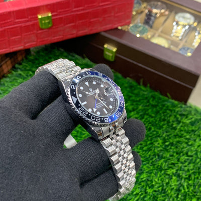 YW - GMT Silver with Blue dial Watch (Blue Bazel)
