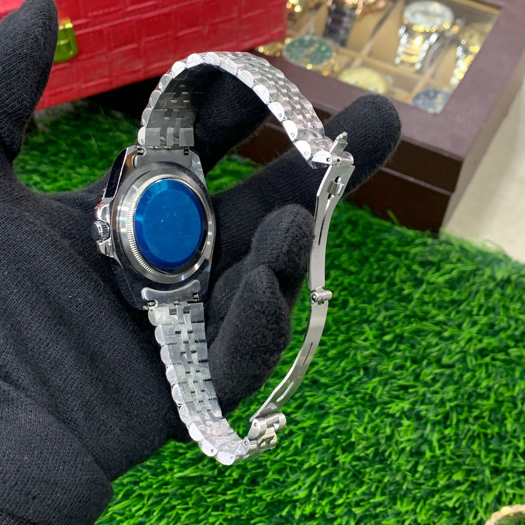 YW - GMT Silver with Blue dial Watch (Blue Bazel)