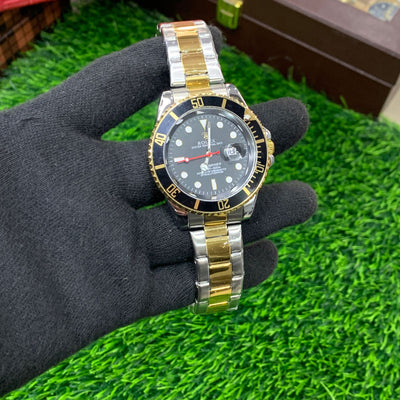 YW - GMT Two tone Silver Gold with Black dial Watch