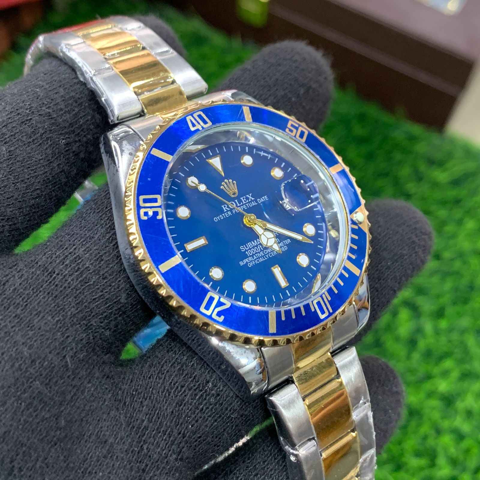 YW - GMT Two tone with Blue dial watch (Blue Bezel)