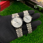 YW Couple Watches – Silver Chain with White Dial