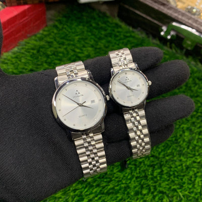 YW Couple Watches – Silver Chain with White Dial