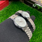YW Couple Watches – Silver Chain with White Dial