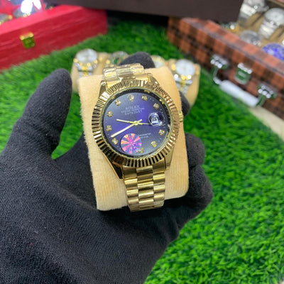 YW - Premium Datejust Gold with Blue dial Watch