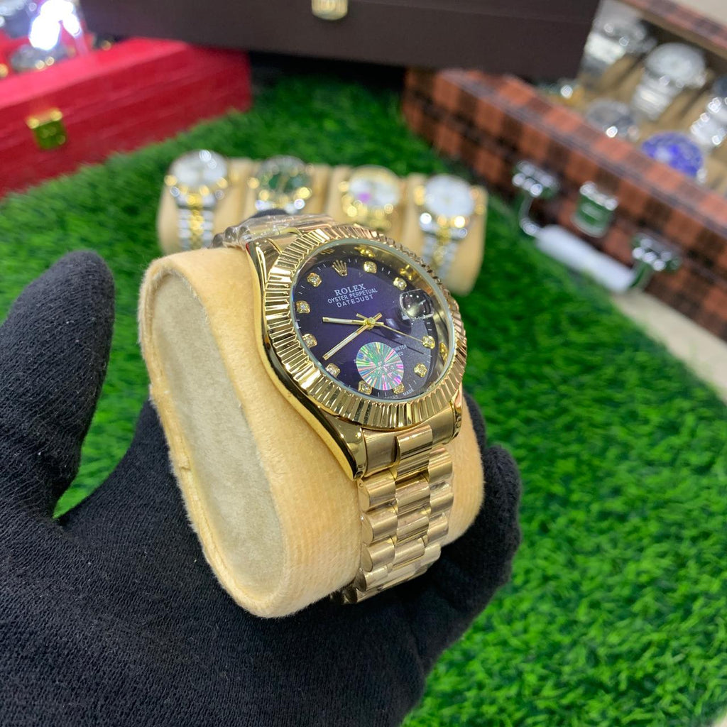 YW - Premium Datejust Gold with Blue dial Watch