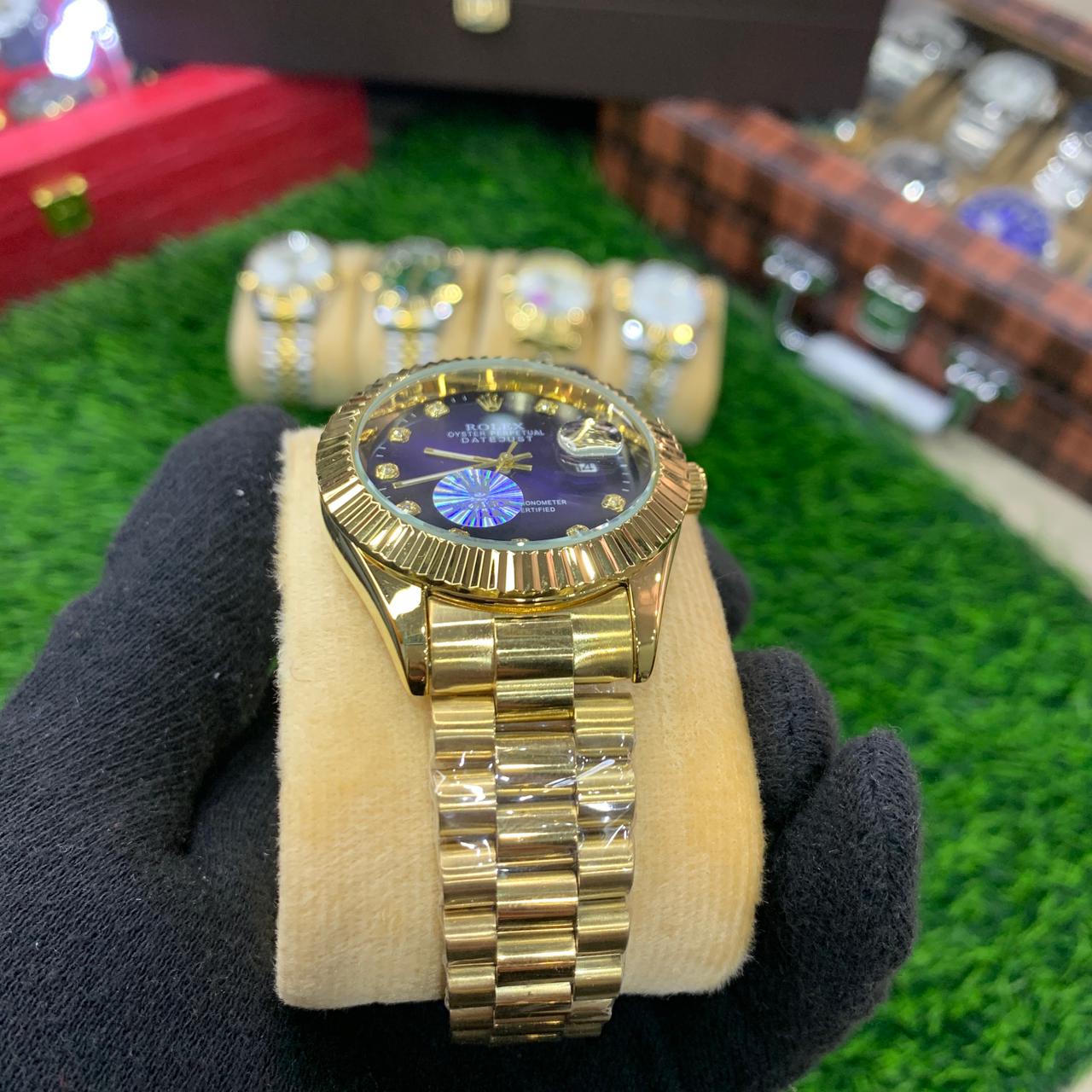 YW - Premium Datejust Gold with Blue dial Watch