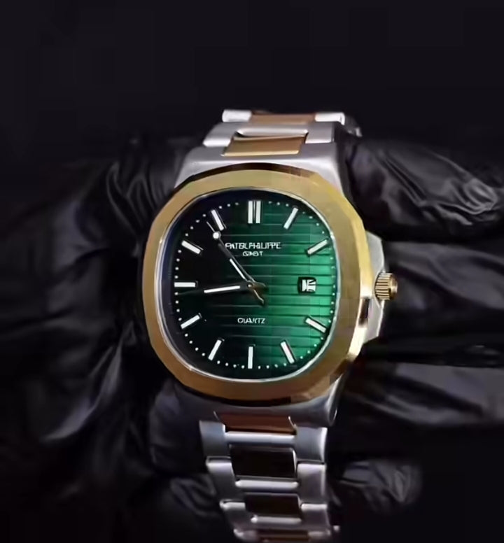Patek Philippe (PP) - Nautilus Silver & Gold with Green Dial