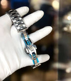 YW - Cubitus silver with Blue Dial Watch